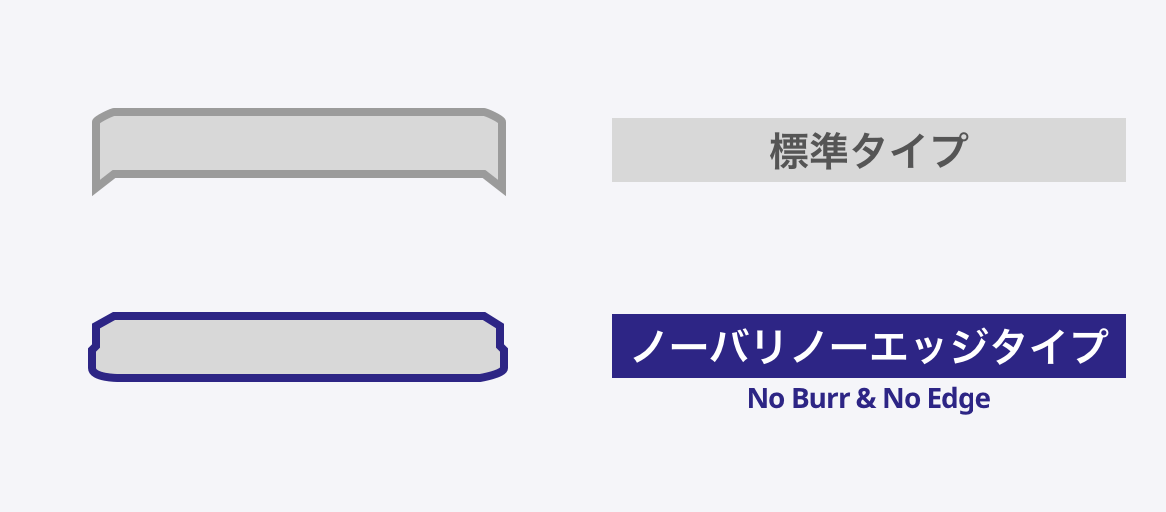 標準タイプとノーバリノーエッジタイプとの比較図